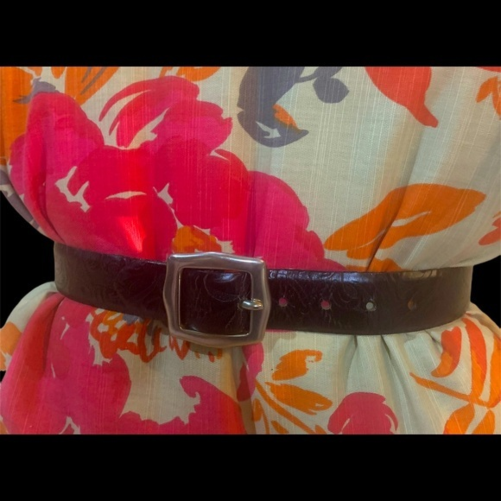 Tweeds Embossed Black‎ Leather Belt Small made in the USA